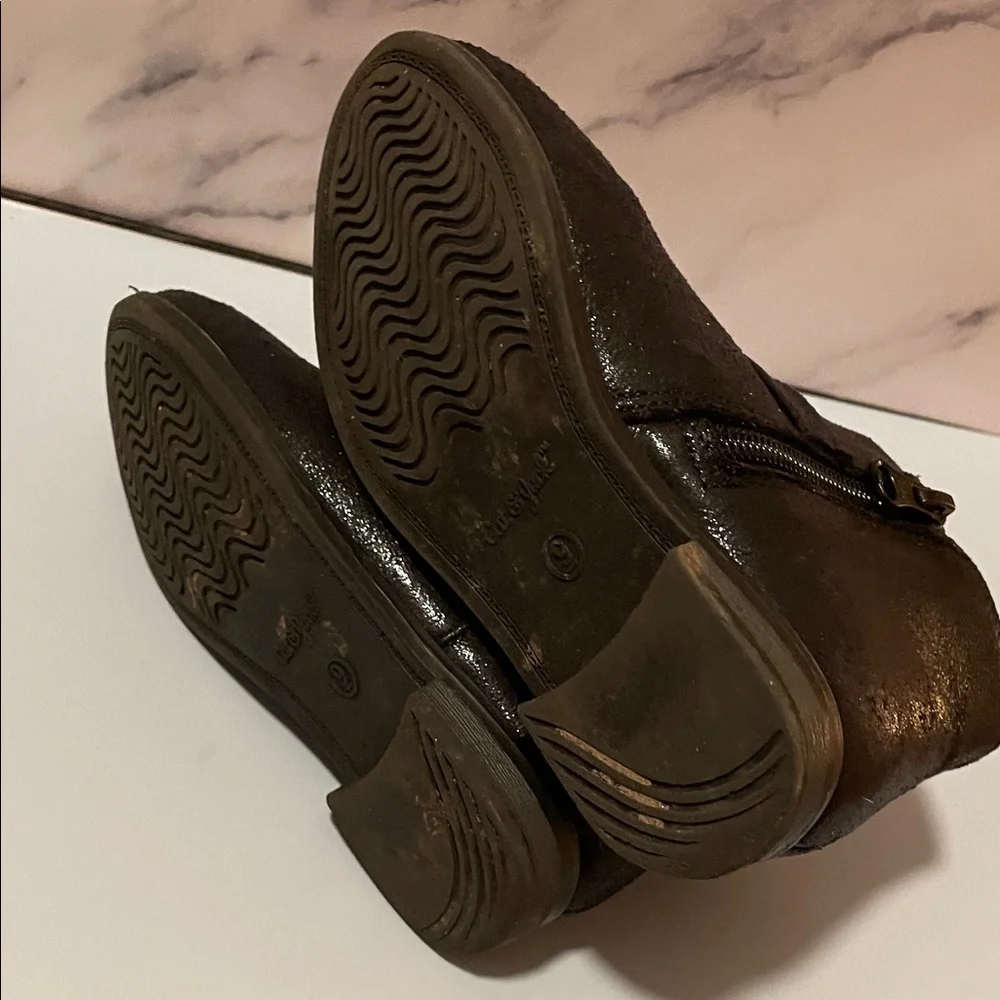 Cat & Jack Toddler Girl Size 9 Sparkle Black Bow Ankle Boots Side Zip
